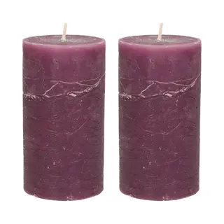 Stompkaars/cilinderkaars - 2x - Bordeaux Rood - 7 X 13 Cm - Rustiek Model