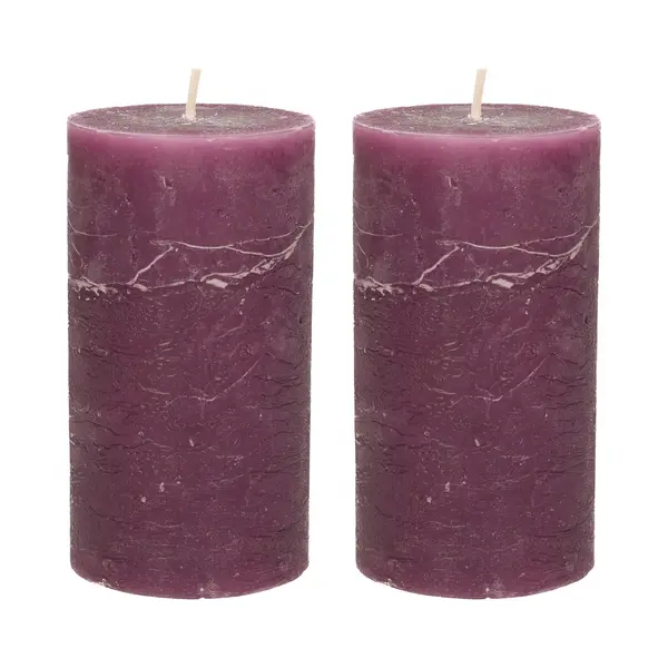Stompkaars/cilinderkaars - 2x - Bordeaux Rood - 7 X 13 Cm - Rustiek Model thumbnail