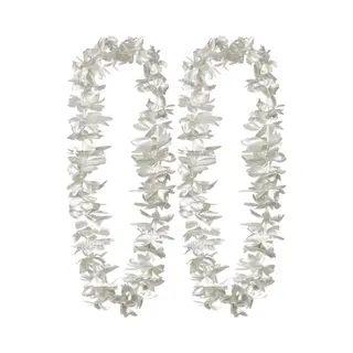 Boland Hawaii Krans/slinger - 2x - Tropische Kleuren Zilver - Bloemenslinger - Party Verkleed Accessoires
