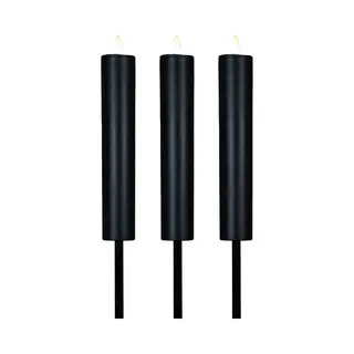 Anna's Collection Anna Collection Solar Kaars Fakkel - 3x - Zwart - Tuinsteker - H76 Cm - 3D Lont - Tuinlamp