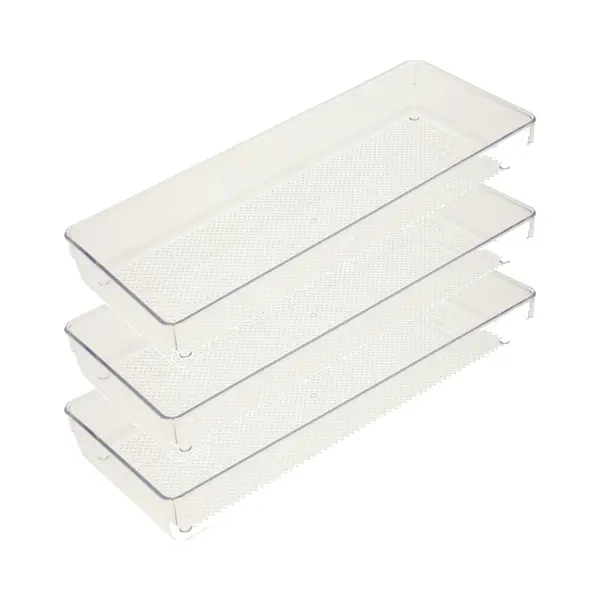 Plasticforte Lade Organizer Skuff - 3x - Transparant - Kunststof - 15 X 37 X 5 Cm - Modulair - Ladeverdeler thumbnail