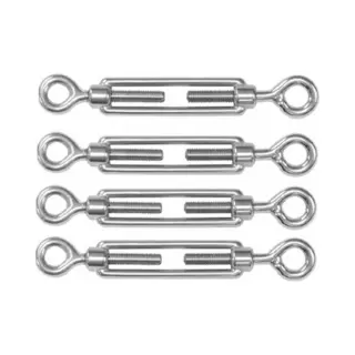 Dulimex Spanschroeven/draadspanner Met Oog/oog - 4x - 7cm - Verzinkt Zamak - 80kg - M8 Schroefdraad