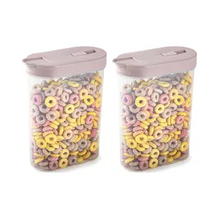 Plasticforte Voedselcontainer Strooibus - 2x - Lichtroze - Inhoud 1 Liter - Kunststof - 15x7x19 Cm
