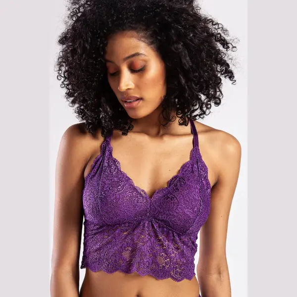 Bralette Purple-Daisy Vrouwen Bustier-(BR1005-1) - Maat Xl - Paars thumbnail