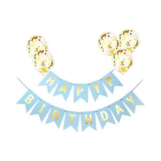 Joya Party® Verjaardag Slinger Blauw & Goud Met Papieren Confetti Ballonnen | Feest Decoratie | Verjaardag | Happy Birthday | Letterslinger