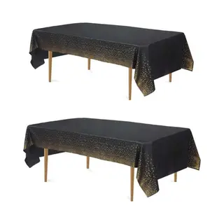 Joya Party® 2x Zwart & Goud Plastic Wegwerp Tafelkleed Set | Verjaardag Versiering | Abraham Sarah Feest Decoratie | 274 X 137 Cm