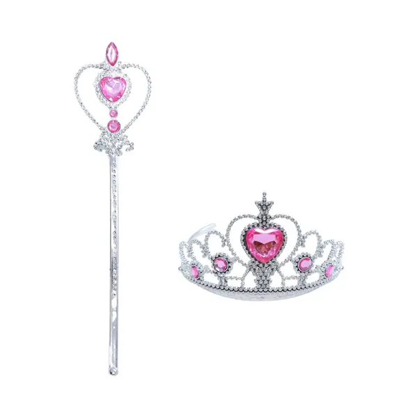 Joyakids Joya Kids® Prinsessen Accessoireset | Set Van 2 | Kroon Met Toverstaf Set | Verkleedkleding Meisje | Roze thumbnail