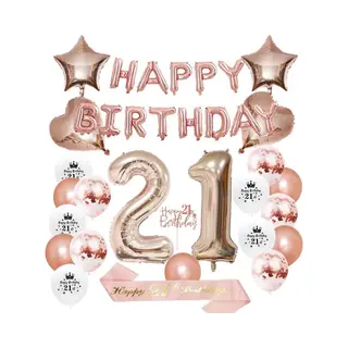 Joya Party® 21 Jaar Verjaardag Versiering | Roségoud | Versiering Verjaardag | Feestversiering | Feestpakketten | Feestversiering Pakketten