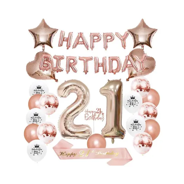 Joya Party® 21 Jaar Verjaardag Versiering | Roségoud | Versiering Verjaardag | Feestversiering | Feestpakketten | Feestversiering Pakketten thumbnail