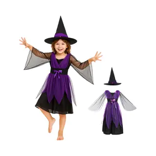 Joyakids Joya Kids® Heks Verkleedjurk | Heksenhoed Met Jurk | Heksen Verkleedjurk Meisje | Halloween Jurk | Verkleedkleding | Maat 110