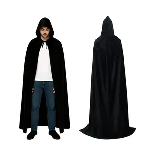 Joyakids Joya Kids® Luxe Mantel Volwassenen Met Capuchon 170 Cm | Kostuum Voor Carnaval Halloween | Zwarte Cape Vampier | Verkleedkleren Volwassenen | Dames