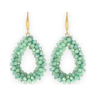 Lajetti - Mosgroene Druppel Oorbel Dames - Beads Earring Stainless Steel