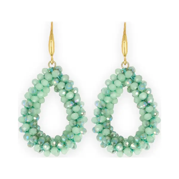 Lajetti - Mosgroene Druppel Oorbel Dames - Beads Earring Stainless Steel thumbnail