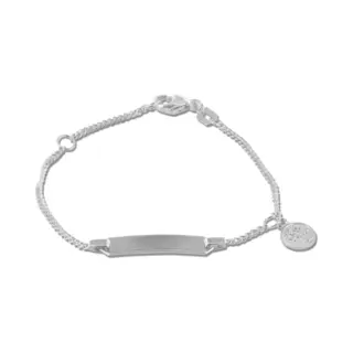 New Bling 9NB-0875 Zilveren Babyplaatbandje - Armband - Rechthoek - 18 X 4, 5 Mm - Hangertje - Levensboom - 6, 3 Mm Doorsnee - Gourmette - 1, 7 Mm -
