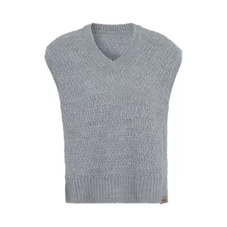Knit Factory Luna Spencer Dames - Debardeur Voor Dames - Mouwloze Trui - Dames Trui - Trui Zonder Mouwen - Licht Grijs - 40/42
