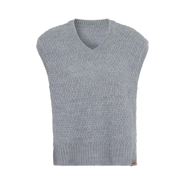 Knit Factory Luna Spencer Dames - Debardeur Voor Dames - Mouwloze Trui - Dames Trui - Trui Zonder Mouwen - Licht Grijs - 40/42 thumbnail