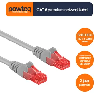 Powteq - 20 Meter Premium Utp Patchkabel - Cat 6 - Grijs - (netwerkkabel/internetkabel)