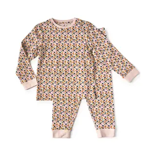 Little Label - Pyjama Meisjes - Roze Bladeren - 6Y/110-116 - Zachte Bio Katoen