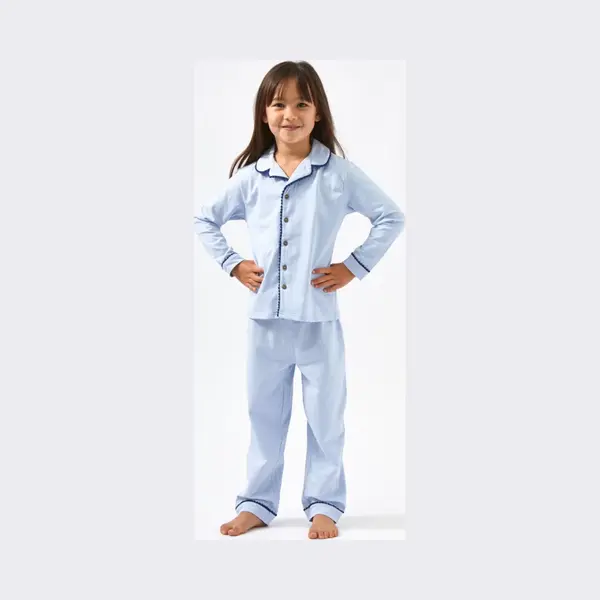 Little Label - Meisjes Pyjama - Lichtblauw - 14Y/158-164 - Zachte Bio Katoen thumbnail