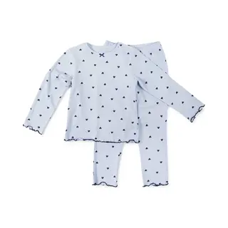 Little Label - Pyjama Meisjes Lichtblauw Hartjes - 12Y/146-152 - Zachte Bio Katoen
