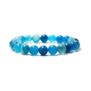 Bixorp Gems Malachietblauwe Botswana Agaat Edelstenen Armband - Gepolijste Edelsteen Kralenarmband - 20cm