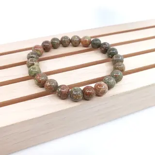 Bixorp Gems Unakiet Edelsteen Armband - Gepolijste Natuursteen Kralenarmband - 18cm