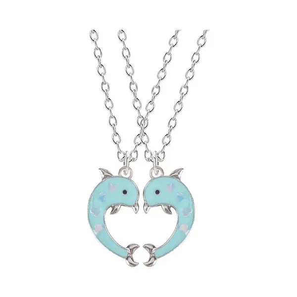 Bixorp Friends Bff Ketting Voor 2 Met Blauwe Dolfijnen - Vriendschapsketting Meisjes - Best Friends Vriendschap Cadeau Voor Twee thumbnail