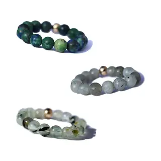Bixorp Gems Edelstenen Ringen Set Azuriet + Labradoriet + Prehniet - Kralenring
