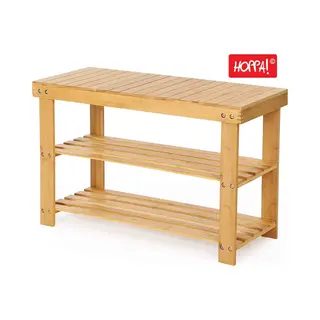 Hoppa! Bamboe Schoenenrek/ Bankje - Bruin - Hout - 71 X 29 X 46 Cm (B X D X H)