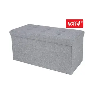 Hoppa! | Opbergbox | Grijs | Linnen | 77 X 39 X 39 Cm | Max. Belastbaarheid 300 Kg