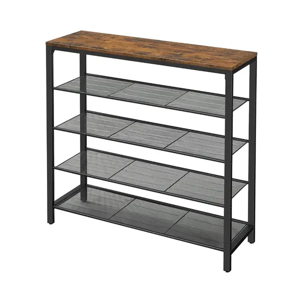 Hoppa! Vintage Metalen Schuhregal - 4 Lagen - Braun - 90 X 30 X 93 Cm (L X D X H) thumbnail