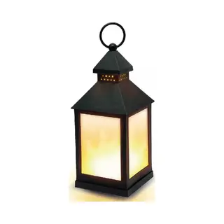 Benson Sfeervolle Led Lantaarn - Realistisch Vlam Effect - Veilig En Rookvrij - 24 Cm - Zwart Kunststof