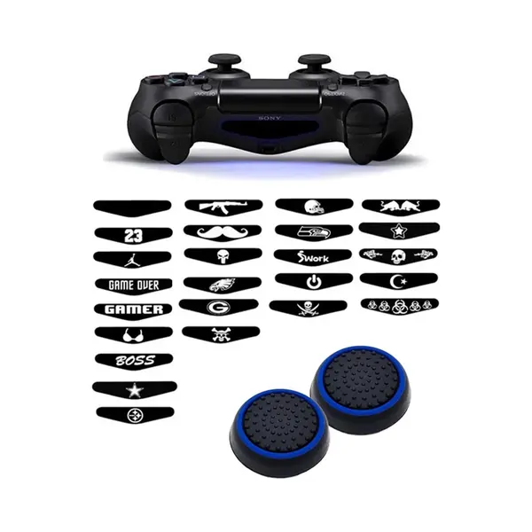 Gadgetpoint - Thumb Grips + Stickers Voor PS4, PlayStation 4 - Gaming Thumbgrips - Performance Thumbsticks - Anti-Slip Joystick Caps - Bescherming thumbnail