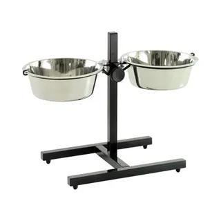 Topmast Rvs Voerbakken Op Standaard - 25 Cm - Zwart Gecoat - Voor Honden Tussen 25-50 Kg