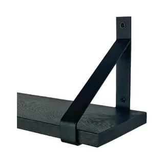 GoudmetHout Massief Eiken Wandplank - 60x20 Cm - Zwart Eiken - Industriële Plankdragers - Mat Zwart - Staal - Zwarte Wandplank