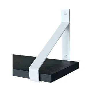 GoudmetHout Massief Eiken Wandplank - 80x20 Cm - Zwart Eiken - Industriële Plankdragers - Mat Wit - Staal - Zwarte Wandplank