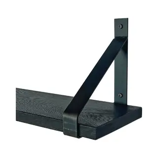 GoudmetHout Massief Eiken Wandplank - 50x20 Cm - Zwart Eiken - Industriële Plankdragers - Mat Blank - Staal - Zwarte Wandplank