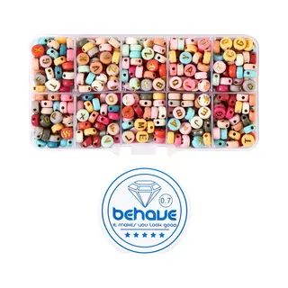 Behave Letterkralen Set - Multi Kleur Met Gouden Letters - Acryl - Kralen - Alfabet Kralen - Bedels - 7mm - 624 Stuks