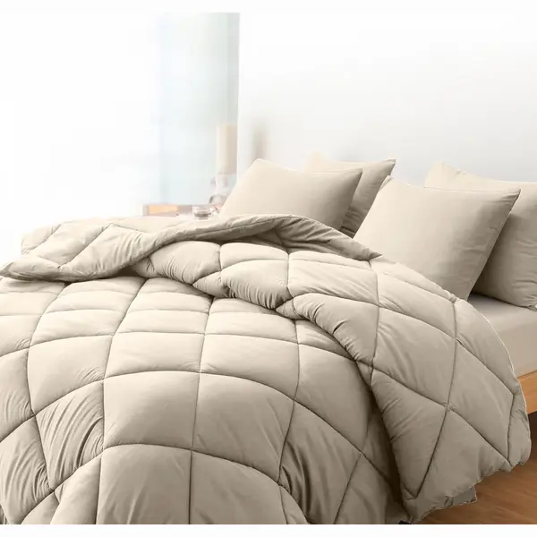 Sleep Comfy - Deluxe 2-in-1 Herfst Dekbed - 140x200 Cm - Taupe - Met Kussensloop 60x70 Cm - Dekbed Zonder Overtrek - Ademend & Anti Allergie - thumbnail