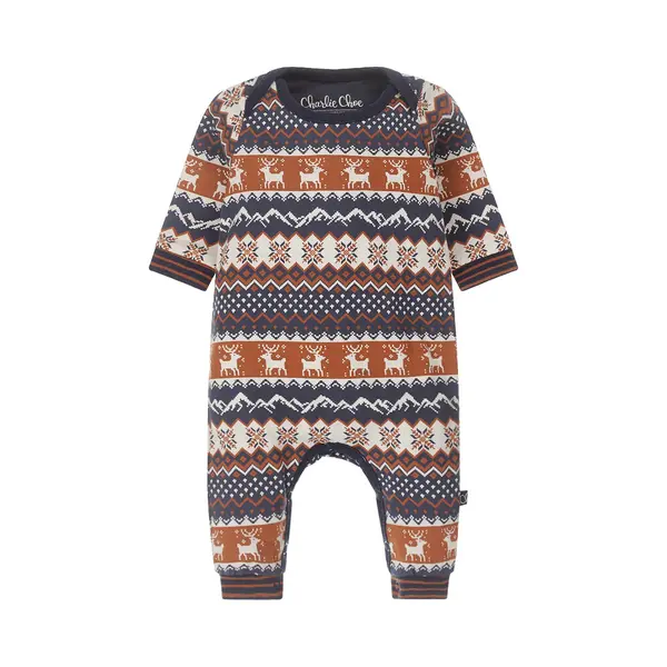 Charlie Choe - Baby Jumpsuit Longsleeve - Navy Met Prints - Maat 74 thumbnail
