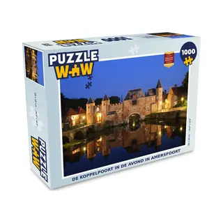 PuzzleWow Puzzel Poort - Nacht - Amersfoort - Legpuzzel - Puzzel 1000 Stukjes Volwassenen