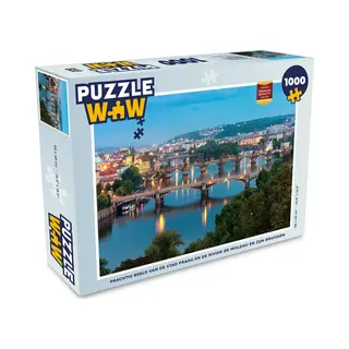 PuzzleWow Puzzel Prachtig Beeld Van De Stad Praag En De Rivier De Moldau En Zijn Bruggen - Legpuzzel - Puzzel 1000 Stukjes Volwassenen