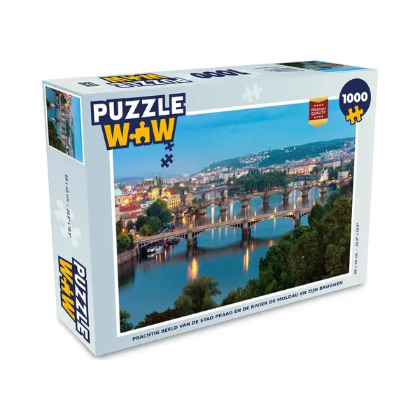 PuzzleWow Puzzel Prachtig Beeld Van De Stad Praag En De Rivier De Moldau En Zijn Bruggen - Legpuzzel - Puzzel 1000 Stukjes Volwassenen thumbnail