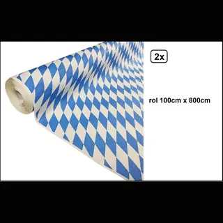 Wefiesta 2x Tafelrol Tafelkleed Oktoberfest Blauw-wit 100cm X 800cm Papier - Diner Food Festival Eten Fun Thema Feest Party