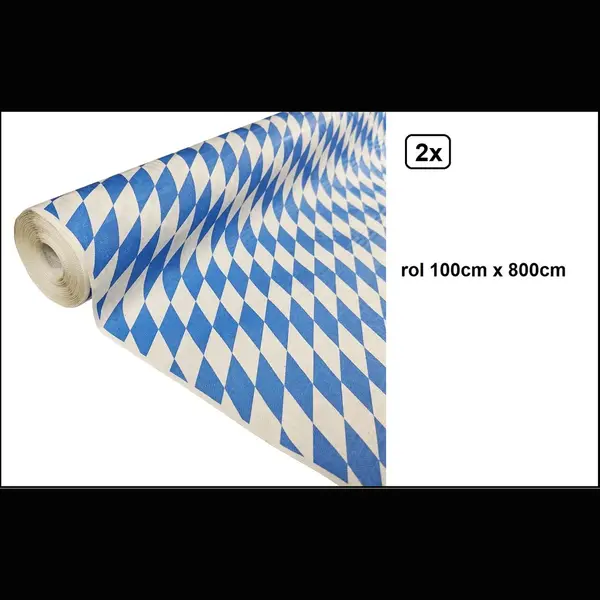 Wefiesta 2x Tafelrol Tafelkleed Oktoberfest Blauw-wit 100cm X 800cm Papier - Diner Food Festival Eten Fun Thema Feest Party thumbnail