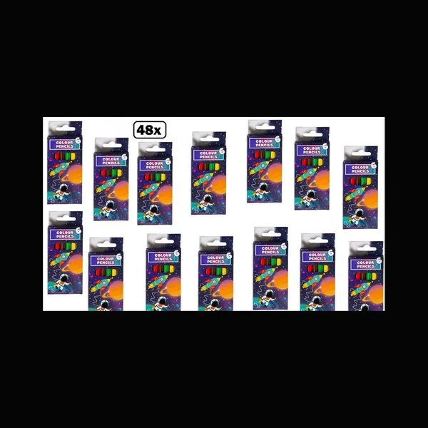 48x Space Set Kleurpotloden 6-delig In Doosje - Ruimte - Horeca Kleuren Potlood Tekenen Restaurant Uitdeel thumbnail