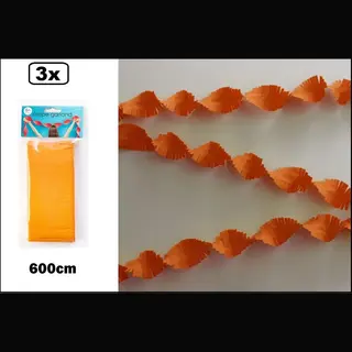 Wefiesta 3x Crepe Guirlande Oranje 600cm - Verjaardag Vlaglijn Festival Thema Feest Koningsdagparty