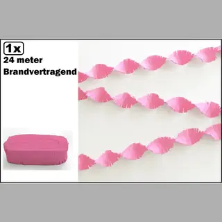Wefiesta Crepe Guirlande Brandvertragend Roze 24meter -Brandvertragend - Verjaardag Vlaglijn Festival Thema Feest