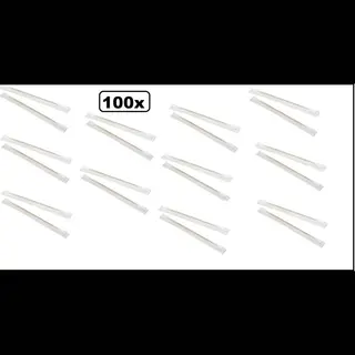 100x Tandenstokers Hout 2 Punts 70mm - Per Stuk Verpakt - Festival Food Eten Thema Feest Restaurant Verjaardag