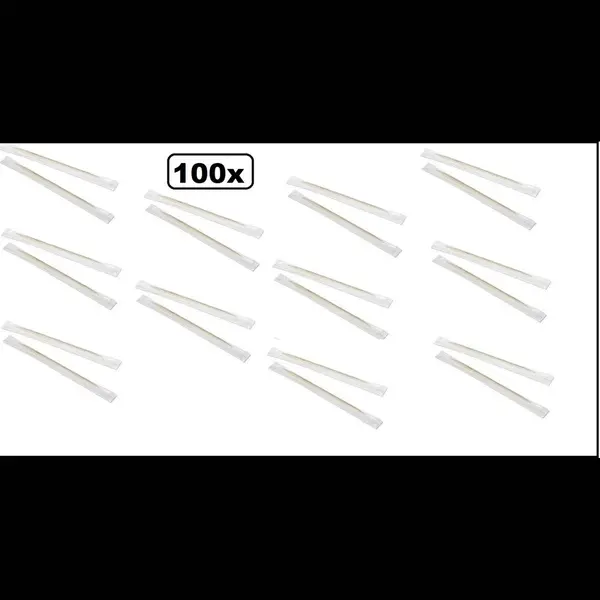 100x Tandenstokers Hout 2 Punts 70mm - Per Stuk Verpakt - Festival Food Eten Thema Feest Restaurant Verjaardag thumbnail